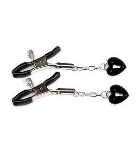 Adjustable Nipple Clamps Sexy Toys with Key Hole Heart Charms