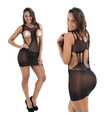 Expose Chest Hollow Out Stretchy Soft Chemise - Black