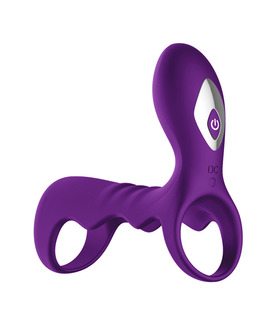 OMYSKY Adrien Lastic Gladiator Cock Ring with Clitoral Stimulator - Purple