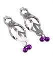 Stainless Steel Twin Bell Clover Style Nipple Clamps Sex Toys Adult Games - Silver