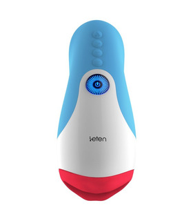 Leten Queen Red Lips Blow Job Male Masturbator Magnetic Rechargeable Multiple Patterns - Blue