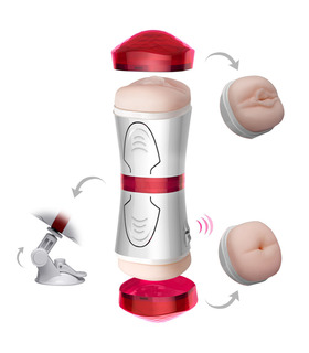 Double Ended Vibrating Male Masturbator Realistic Vagina and Anus Strong Removable Suction Cup