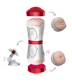 Double Ended Vibrating Male Masturbator Realistic Vagina and Anus Strong Removable Suction Cup