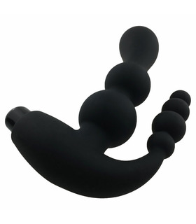 Male Prostate Massager Anal Beads Vibrating Butt Plug - Black