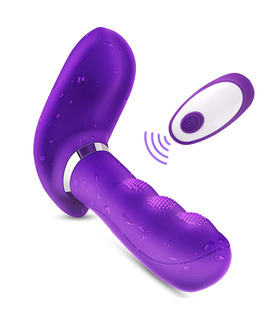 Wearable Remote Control Vibrator Magnetic Thrusting Dildo Clit Massage Rechargeable Sex Toys - Purple