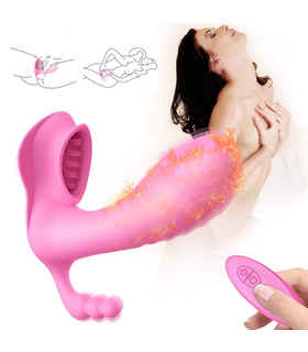 Remote Control Vibrator-Clit Massage-G-Punkt-Durchdringen-Intelligente Heizungs-Sex-Spielzeug für Frauen - Pink