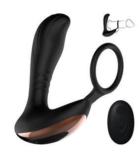 SEXTHROB Remote-Prostata Massager Cock Ring - Schwarz