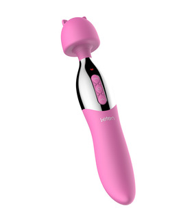 Leten Dream Series Double Ended Magic Wand Cat Ears and Tongue Thermostat Rechargeable - Pink