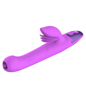 Thrusting Rabbit Vibrator Clit Massage Rechargeable Tongue Licking G Spot Vibrator Smart Heating